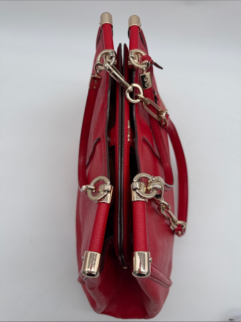 Coach Madison Pinnacle Carrie Satchel/Shoulder Bag Cherry Red #25245 - Picture 4 of 16